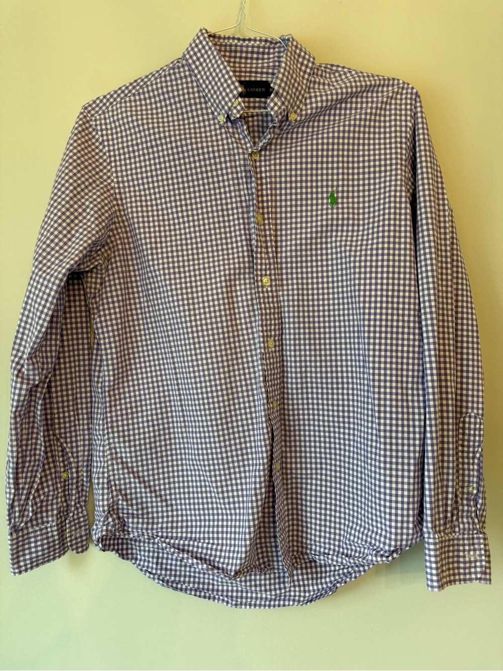 Ralph Lauren Purple and White Gingham Button-Down Shirt